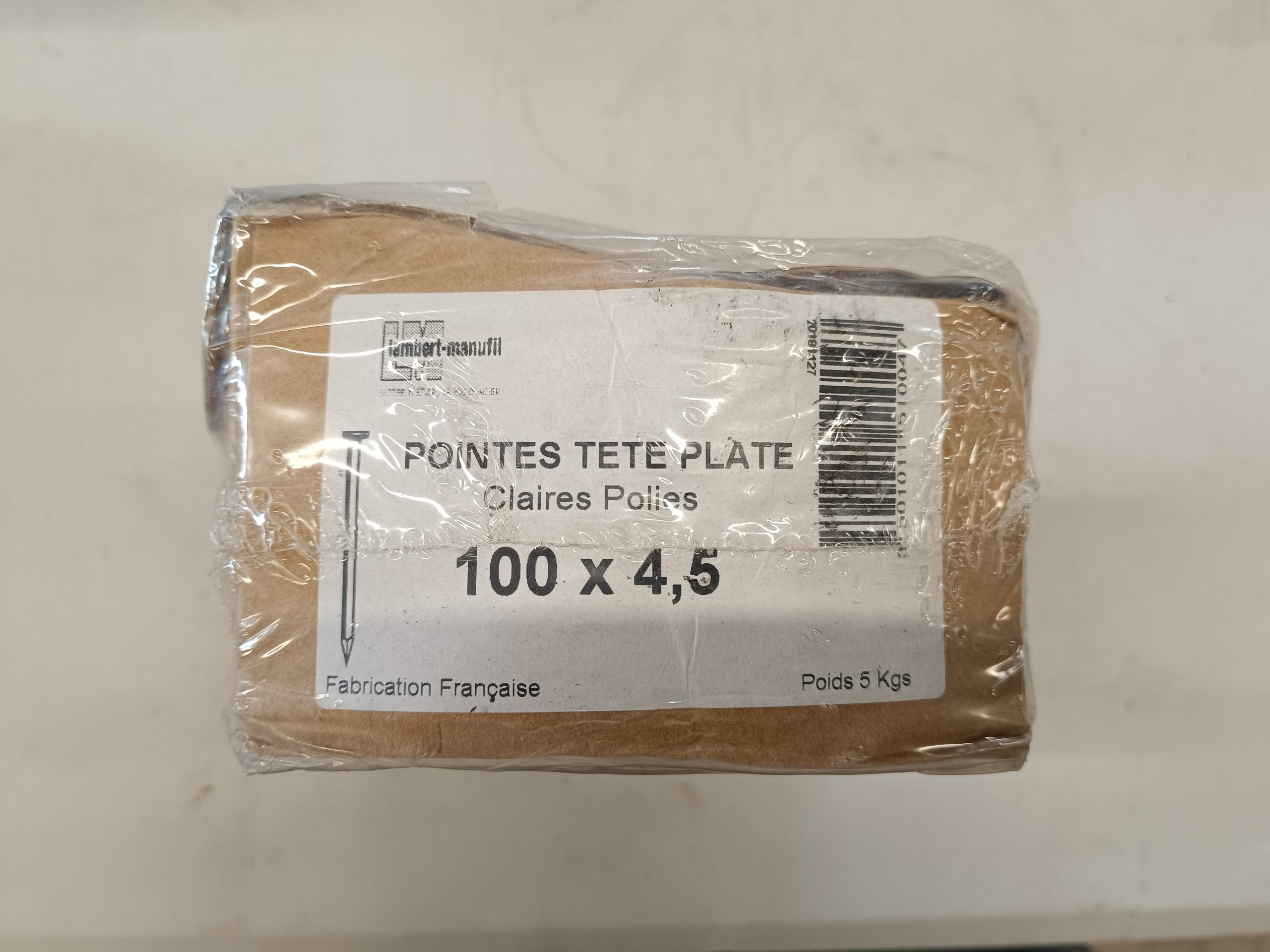Pointe tête plate Lambert-manufil 100 x 4,5 boite de 5kg