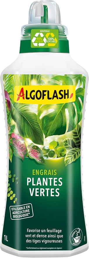 Engrais algoflash pour plantes vertes en bidon de 1 litre