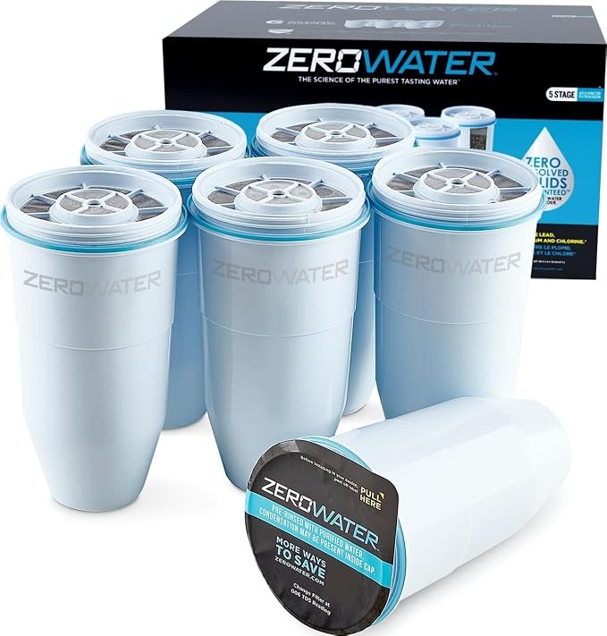 Lot de 6 filtre de rechange pour les carafes et dispenser de la marque Zero Water